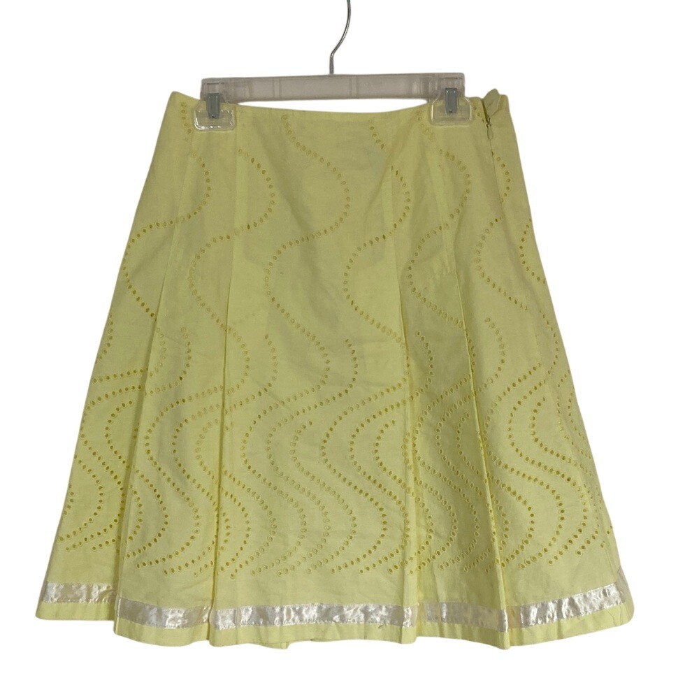 For The Republic Womens Yellow A-Line Skirt‎ Eyelet Size 8 Feminine Coquette
